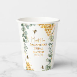 Gobelets En Papier Mariage Abeille à Miel en Eucalyptus