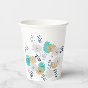 Gobelets En Papier Mariage abstrait floral de plage côtière