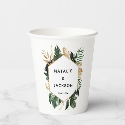 Gobelets En Papier Mariage abstrait tropical moderne peint (Verso)