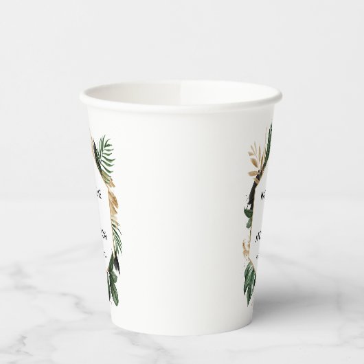 Gobelets En Papier Mariage abstrait tropical moderne peint (Gauche)