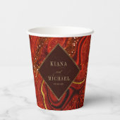 Gobelets En Papier Mariage Agate Abstrait Hot Orange ID827 (Verso)