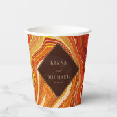 Gobelets En Papier Mariage Agate Abstrait Hot Orange ID827 (Recto)