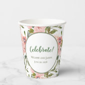 Gobelets en papier mariage anniversaire thème rose (Recto)