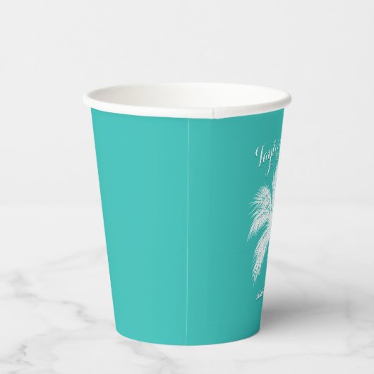 Gobelets En Papier Mariage Aqua Palm Tree (Droite)