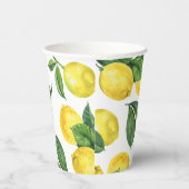 Gobelets En Papier Mariage au citron à l'aquarelle | Citron de jardin (Droite)