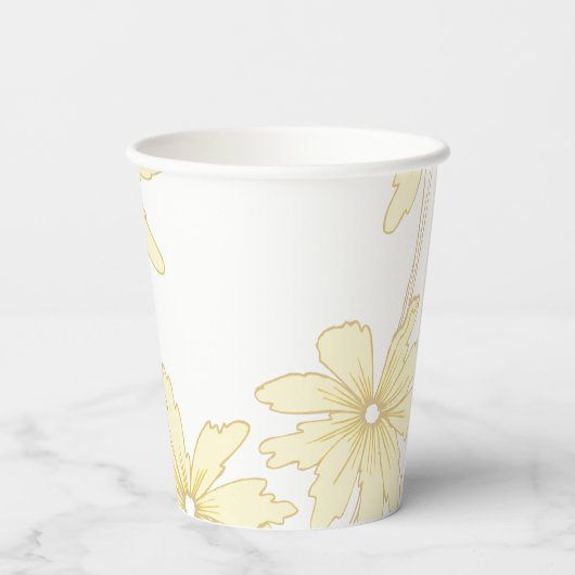 Gobelets En Papier Mariage aux marguerites jaune pâle (Verso)