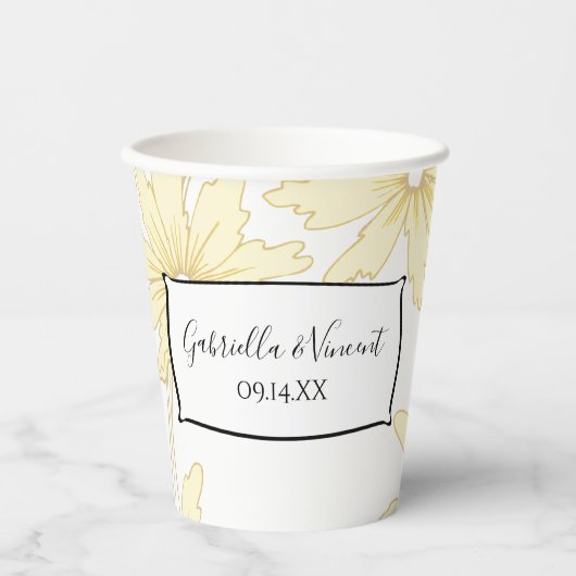 Gobelets En Papier Mariage aux marguerites jaune pâle (Recto)