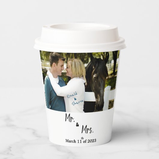 Gobelets En Papier Mariage avec photo (Verso)