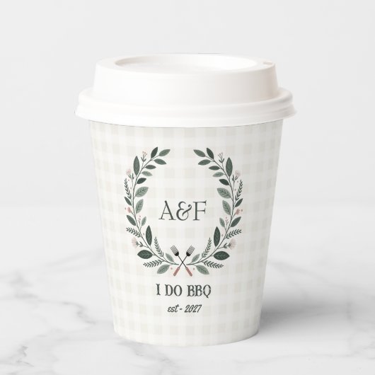 Gobelets En Papier Mariage BBQ Monogramme Rustique I Do Shower (Recto)