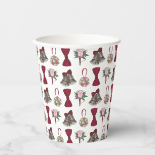 Gobelets En Papier Mariage Bells Fleurs Bow Cravate Bridal Rose Bouqu