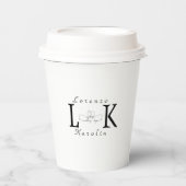 Gobelets En Papier Mariage blanc Monogramme simple Élégant minimalist (Recto)