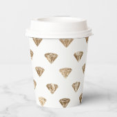 Gobelets En Papier Mariage Blanc Or Diamants Glamour (Verso)