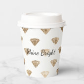 Gobelets En Papier Mariage Blanc Or Paillettes Diamants (Recto)