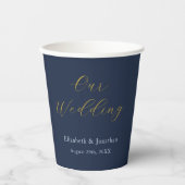 Gobelets En Papier Mariage bleu opulent (Recto)