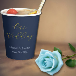 Gobelets En Papier Mariage bleu opulent