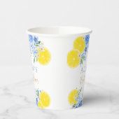 Gobelets En Papier Mariage Blue Floral Citron Principal Squeeze (Gauche)