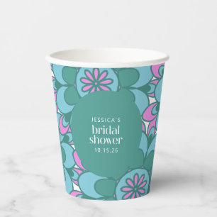 Gobelets En Papier Mariage Bohème Fleur Groovy Vert Personnalisé