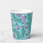 Gobelets En Papier Mariage Bohème Fleur Vert Groovy Personnalisé (Droite)