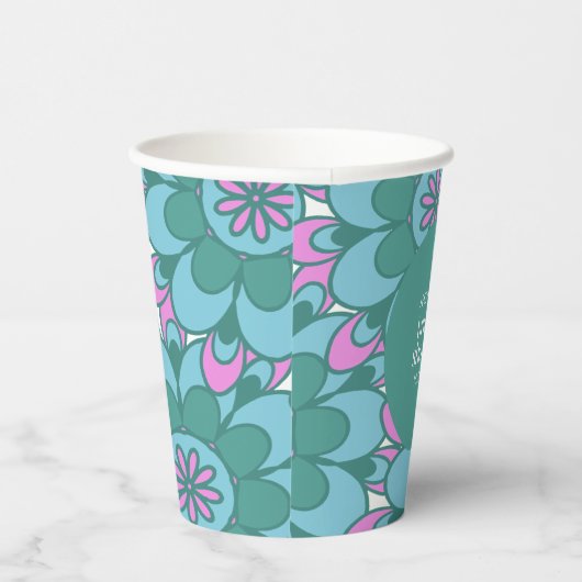 Gobelets En Papier Mariage Bohème Fleur Vert Groovy Personnalisé (Droite)