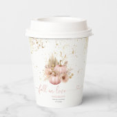 Gobelets En Papier Mariage Bohème Fleurs Citrouille Tombez amoureux (Verso)