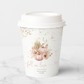 Gobelets En Papier Mariage Bohème Fleurs Citrouille Tombez amoureux (Recto)