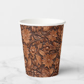 Gobelets En Papier Mariage Bohème Marron Fausse Peau Fleurie (Verso)