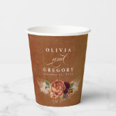 Gobelets En Papier Mariage Bohème Moderne d'Automne en Terracotta Fle (Verso)