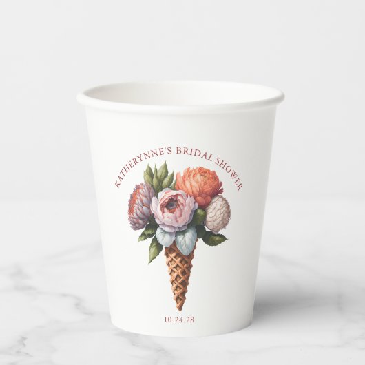 Gobelets En Papier Mariage Bohème Rustique Glace Bridal Shower (Recto)