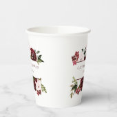 Gobelets En Papier Mariage boho floral de Bourgogne et de Blush (Gauche)