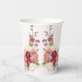 Gobelets En Papier Mariage Boho rouge rose vif Fleurs blanches (Droite)