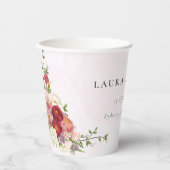 Gobelets En Papier Mariage Boho rouge rose vif Fleurs blanches (Recto)