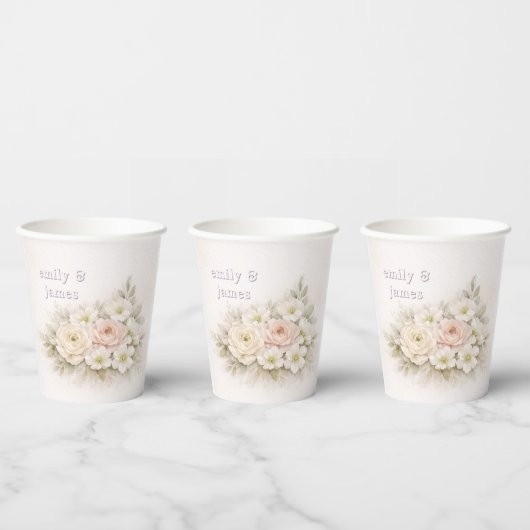 Gobelets En Papier Mariage Botanique Éditorial Doux (Multi)