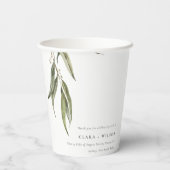 Gobelets En Papier Mariage botanique simple d'Eucalyptus (Verso)