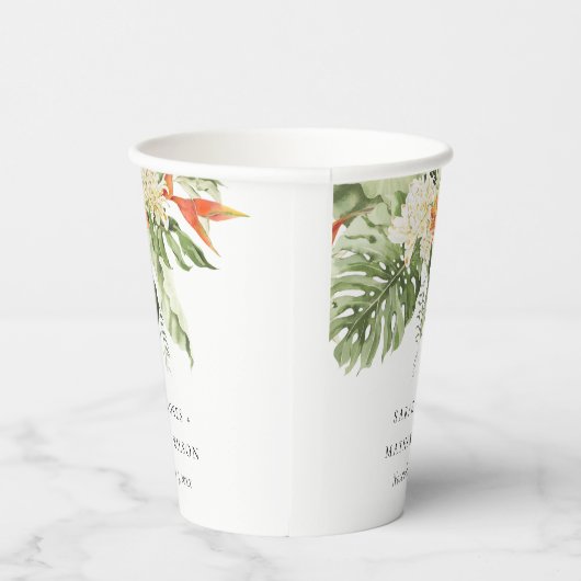 Gobelets En Papier Mariage botanique vert orange tropical (Droite)
