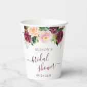 Gobelets En Papier Mariage Burgundy Et Blush Floral Shower (Verso)