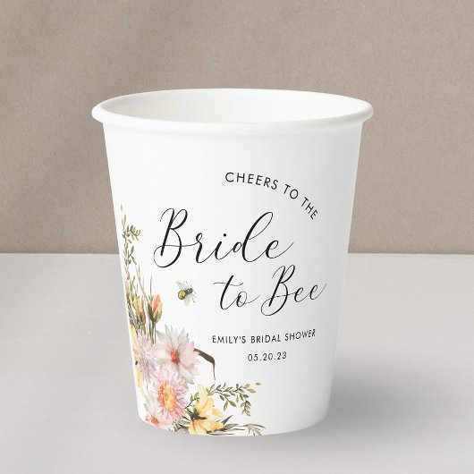 Gobelets En Papier Mariage Champêtre de Fleur Sauvage pour la Future