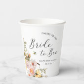 Gobelets En Papier Mariage Champêtre de Fleur Sauvage pour la Future (Verso)