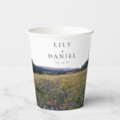 Gobelets En Papier Mariage Champêtre de Fleurs Sauvages (Verso)