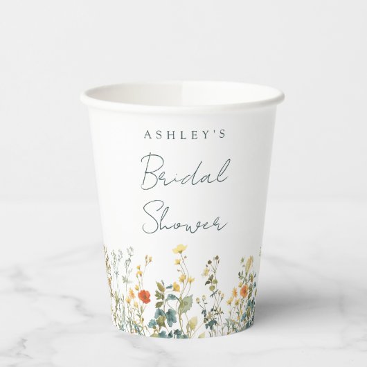 Gobelets En Papier Mariage Champêtre de Fleurs Sauvages (Gauche)