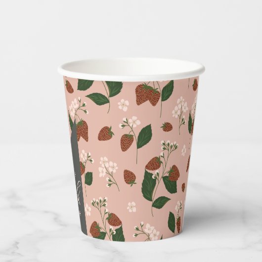 Gobelets En Papier Mariage Champêtre de Fraises Personnalisé (Verso)