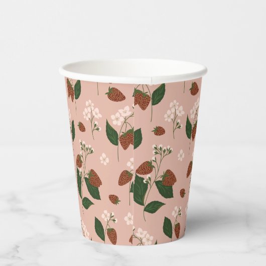 Gobelets En Papier Mariage Champêtre de Fraises Personnalisé (Droite)