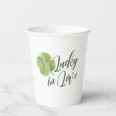 Gobelets En Papier Mariage Chanceux Trèfle Vert Fête de Fiançailles (Verso)