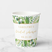 Gobelets En Papier Mariage Chic Simplicité avec Feuillage & Or (Verso)