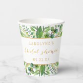 Gobelets En Papier Mariage Chic Simplicité avec Feuillage & Or (Recto)