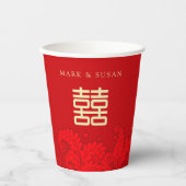 Gobelets En Papier Mariage chinois bilingue double bonheur (Recto)