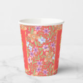 Gobelets En Papier Mariage chinois double xi floral Peranakan rouge (Gauche)