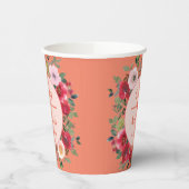 Gobelets En Papier Mariage chinois moderne orangé cercle fleuri (Gauche)