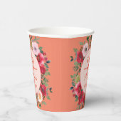 Gobelets En Papier Mariage chinois moderne orangé cercle fleuri (Droite)