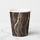 Gobelets En Papier Mariage chocolat doré tourbillons floral (Verso)