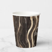 Gobelets En Papier Mariage chocolat doré tourbillons floral (Droite)